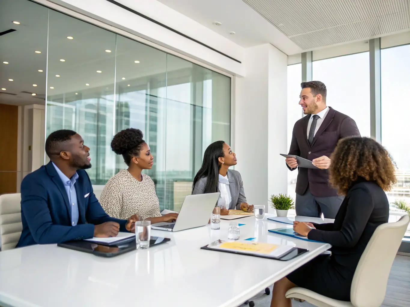 A mentor facilitating a workshop with a diverse group of professionals, focusing on collaborative problem-solving and innovative thinking techniques.